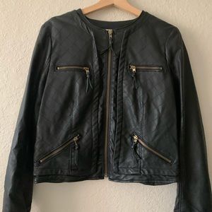 Leather motorcycle jacket.